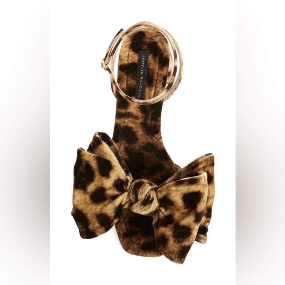 NEW LOEFFLER RANDALL CARMEN BOW SANDALS IN ANIMAL PRINT VELVET 6 - Picture 5 of 10
